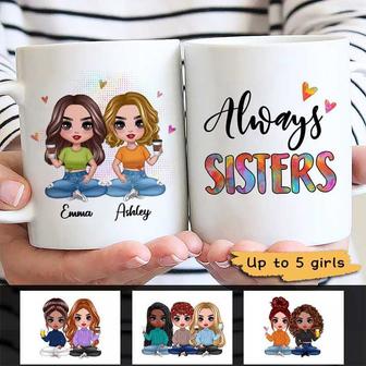 Colorful Patterned Sitting Doll Besties Custom Mug - Sisters - Thegiftio UK