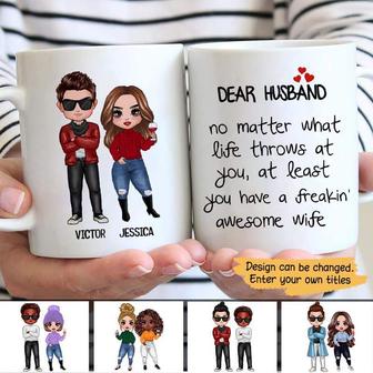 Dear Husband Wife Doll Couple Custom Mug - Gift for Him - Thegiftio UK