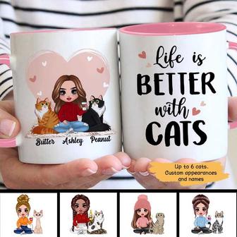 Doll Girl Pink Heart Custom Mug - Gift for Cat Lovers - Thegiftio UK