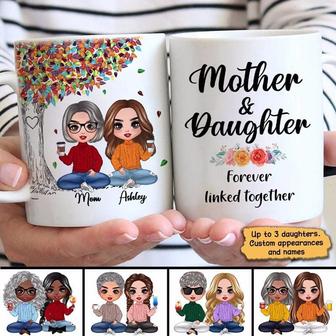 Doll Mom And Daughters Sitting Under Colorful Tree Custom - Thegiftio UK