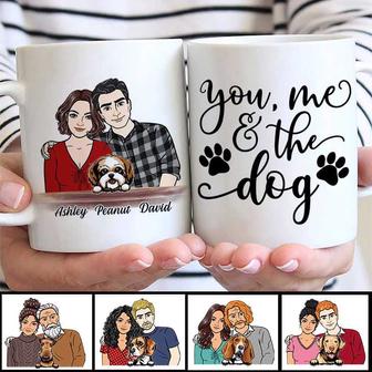 Front View Couple Embrace And Dogs Custom Mug - Thegiftio UK