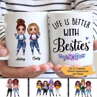 Purple Flower Doll Besties Sisters Standing Custom Mug - Thegiftio UK