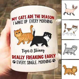 Reason I Wake Up Early Walking Fluffy Cats Custom Mug - Thegiftio UK