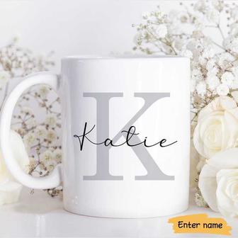 Subtle Initial and Custom Name Personalized Mug - Gift - Thegiftio UK