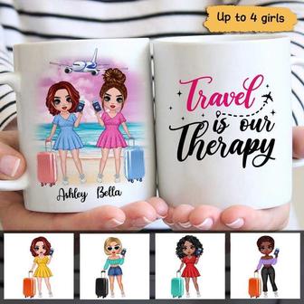 Travel Is Therapy Doll Besties Custom Mug - Gift for Friends - Thegiftio UK