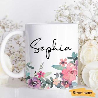 Watercolor Flower Name Custom Coffee Mug - Gift for Her - Thegiftio UK