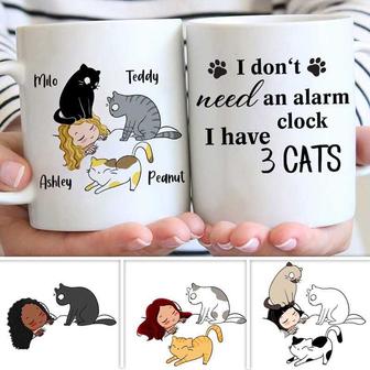 Cat Mom Don't Need An Alarm Personalized Mug - Cat Mom Gift - Thegiftio UK