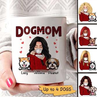 Dog Mom Red Patterned Custom Mug - Gift for Dog Moms - Thegiftio UK