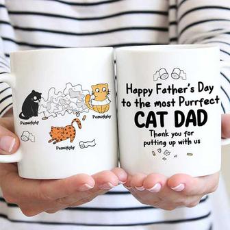 Happy Father’s Day Toilet Paper Cats Custom Mug - For Dad - Thegiftio UK