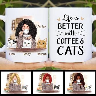 Life Better Cat Coffee Girl Custom Mug - Gift for Cat Lovers - Thegiftio UK