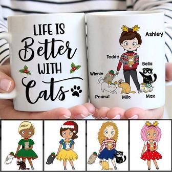 Life Is Better With Cats Chibi Girl Custom Mug - Thegiftio UK