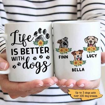 Life Is Better With Dogs Sunflower Custom Mug - Thegiftio UK