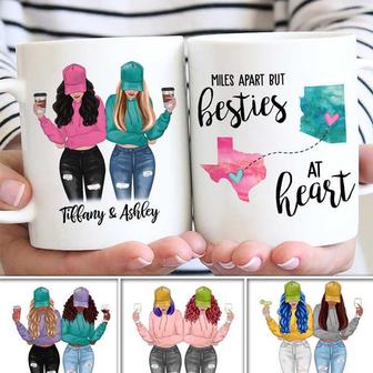 Long Distance Modern Girls Besties Custom Mug - Besties Gift - Thegiftio UK