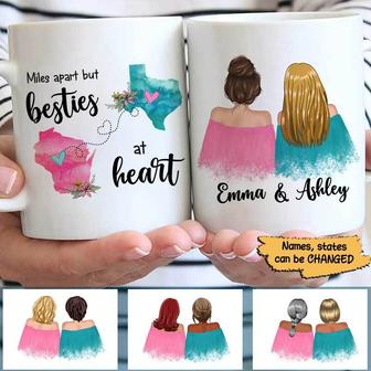 Miles Apart Besties At Heart Custom Mug - Gift for Besties - Thegiftio UK