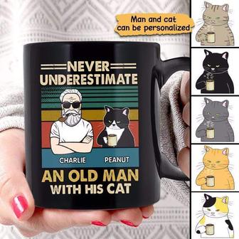 Never Underestimate An Old Man With His Cat Custom Mug - Thegiftio UK