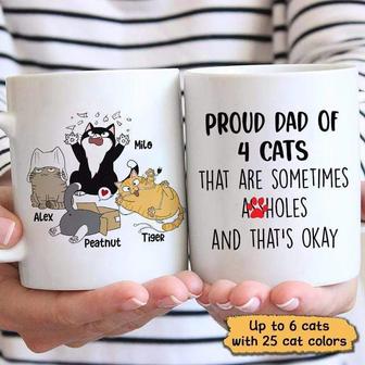 Proud Dad Of Naughty Cats Personalized Mug - Cat Lovers Gift - Thegiftio UK