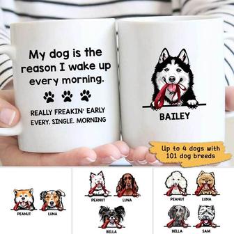 Reason I Wake Up Early Personalized Mug - Dog Lovers Gift - Thegiftio UK