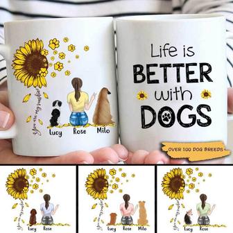 Sunflower Life Is Better With A Dog Custom Mug - Thegiftio UK