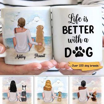 Woman And Dog At Sea Personalized Mug - Gift for Dog Lovers - Thegiftio UK