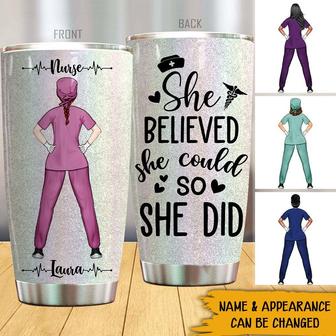 She Believed She Could Custom Tumbler - Gift for Nurses - Thegiftio UK