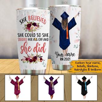 She Believed She Could Custom Tumbler - Gift for Nurses - Thegiftio UK