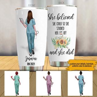 She Believed She Could Custom Tumbler - Gift for Nurses - Thegiftio UK