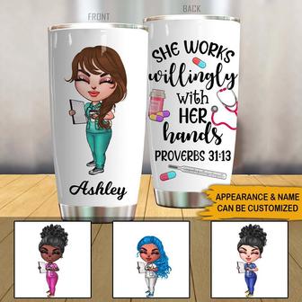 She Works Willingly Custom Tumbler - Gift for Nurses - Thegiftio UK