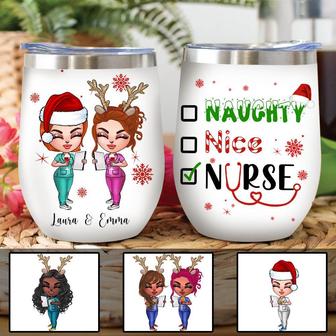 Naughty Nice Nurse Custom Wine Tumbler - Christmas Gift - Thegiftio UK