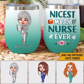 Nicest Mean Nurse Ever Custom Wine Tumbler - Gift for Nurse - Thegiftio UK