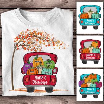 Personalized Grandma Little Pumpkin Fall Halloween T Shirt - Thegiftio UK
