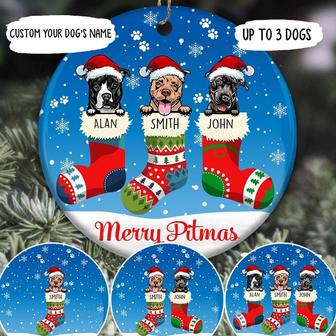 Pit Bull Circle Personalized Ornament - Gift for Dog Lovers - Thegiftio UK