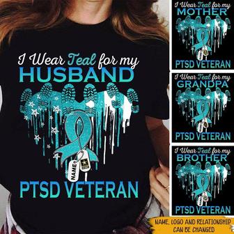 I Wear Teal For My Husband Custom T-Shirt - Gift for Veteran - Thegiftio UK