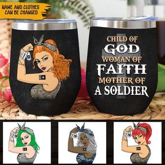 Soldier Army Mom Custom Wine Tumbler - Gift for Moms - Thegiftio UK