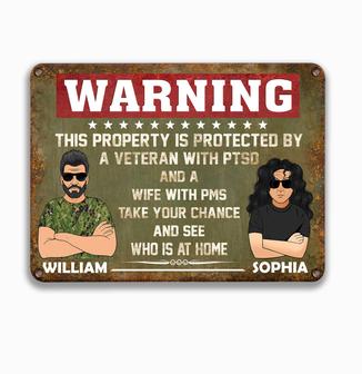 Funny Veteran Couple Custom Metal Sign - Gift for Veterans - Thegiftio UK