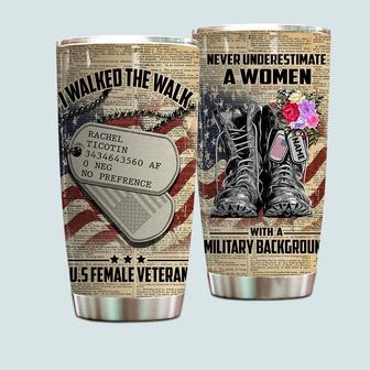 I Walked The Walk Custom Tumbler - Gift for Female Veteran - Thegiftio UK