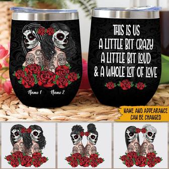 Sugar Skull Personalized Wine Tumbler - Best Friends Gift - Thegiftio UK