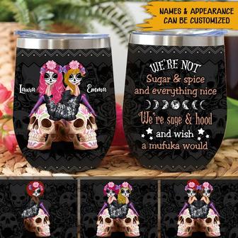 Sugar Skull Bestie Custom Wine Tumbler - Best Friend Gift - Thegiftio UK