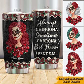 Sugar Skull Personalized Tumbler - Gift for Chingonas - Thegiftio UK