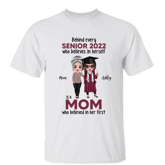 Behind Senior Is Mom Doll Custom T-Shirt - Graduation Gift - Thegiftio UK