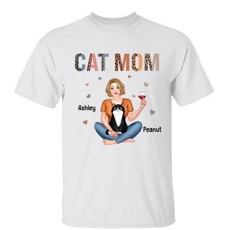 Cat Mom Colorful Leopard Pretty Girl Custom T-Shirt - Thegiftio UK