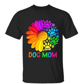 Dog Mom Half Colorful Daisy Flower Custom T-Shirt - Gift - Thegiftio UK