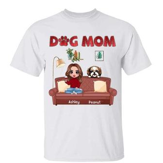 Dog Mom Sitting On Chair Custom T-Shirt - Gift for Dog Moms - Thegiftio UK