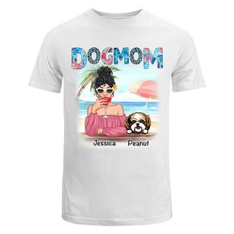 Dog Mom Summer Patterned Custom T-Shirt - Gift for Dog Moms - Thegiftio UK