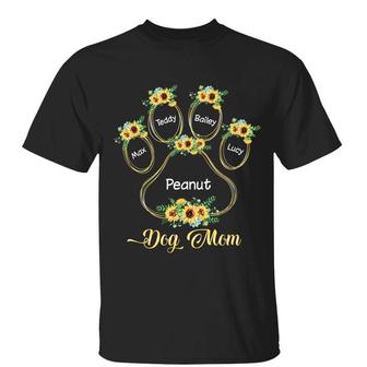Dog Mom Sunflower Outline Custom T-Shirt - Gift for Dog Moms - Thegiftio UK