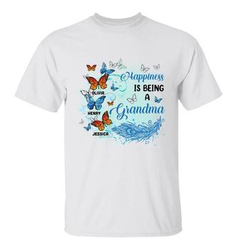 Grandma Feather And Butterflies Custom T-Shirt - Thegiftio UK