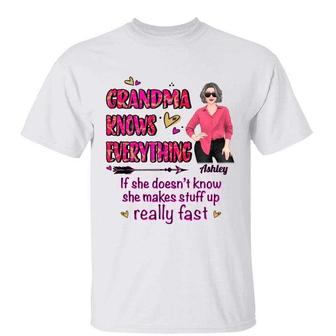 Grandma Knows Everything Posing Woman Custom Shirt - Gift - Thegiftio UK