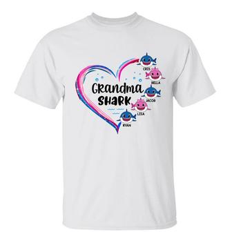 Grandma Mom Auntie Shark Heart Custom T-Shirt - Family Gift - Thegiftio UK