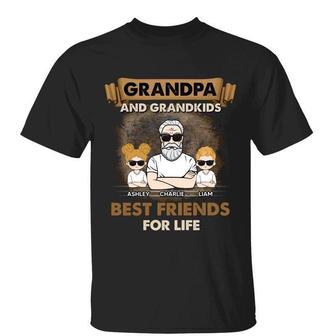 Grandpa And Grandkids Best Friends Retro Custom T-Shirt - Thegiftio UK
