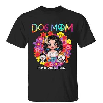 Hippie Doll Girl Dog Mom Custom T-Shirt - Dog Lovers Gift - Thegiftio UK