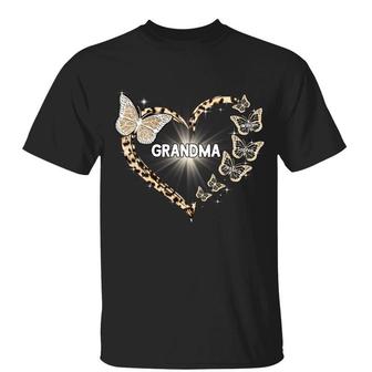 Leopard Butterflies Heart Custom T-Shirt - Gift for Grandma - Thegiftio UK